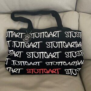 Robin Ruth Tote Bag Womens Black STUTTGART Graphic Canvas Shoulder Zipper Large